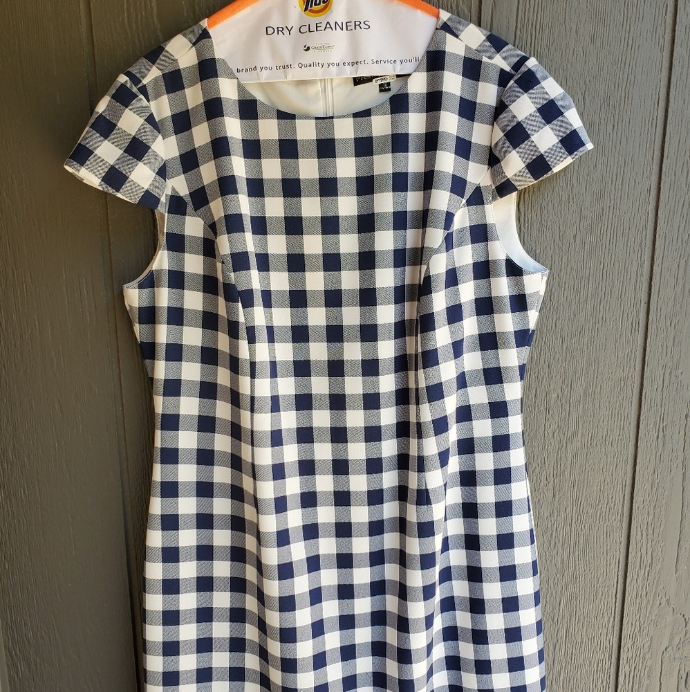 Preston & York 12 Blue Check Sheath Dress
